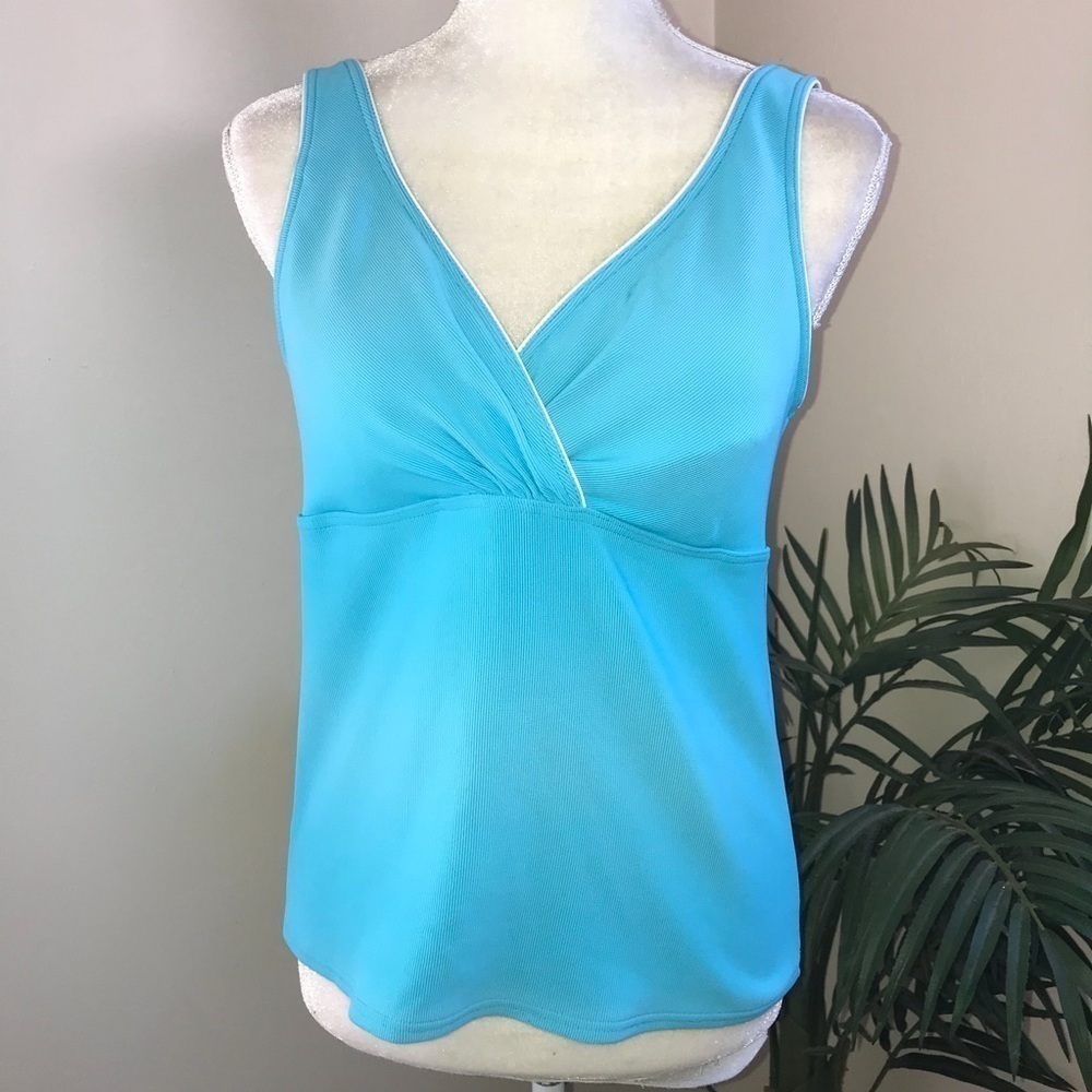 Lands End Ribbed Tankini Bathing Suit Swimsuit Top